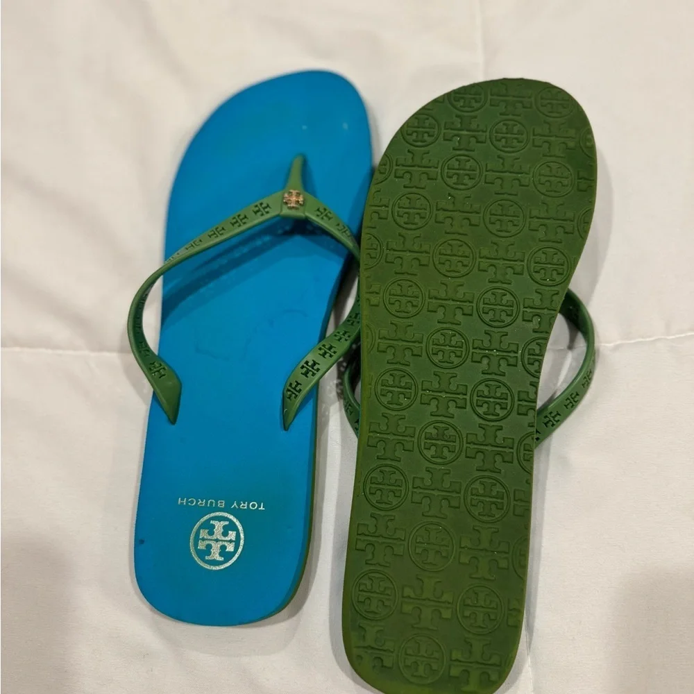 Tory Burch Blue and Green Sandals